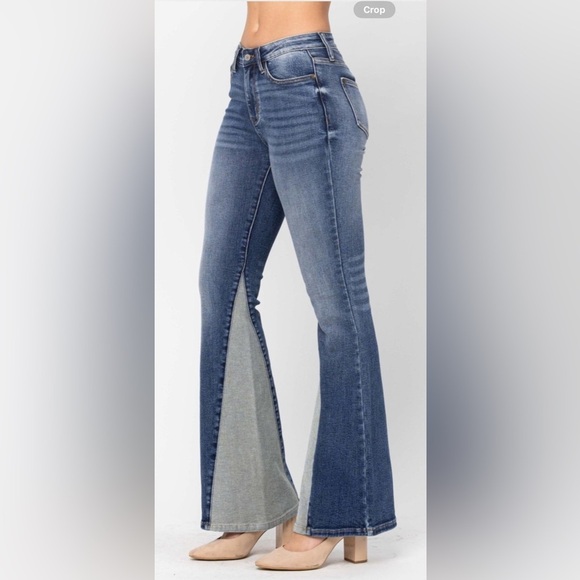 New nwt Judy blue two tone flare jeans sz 5/27, 7/28, 9/29, 11/30; 13/31 - Picture 2 of 4